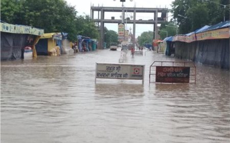 ਮੀਂਹ ਦੇ ਪਾਣੀ 'ਚ ਡੁੱਬਾ ਤਖਤ ਸਾਹਿਬ ਦਾ ਮੁੱਖ ਮਾਰਗ