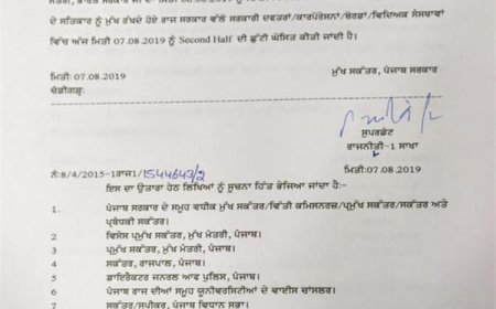 ਸਾਬਕਾ ਵਿਦੇਸ਼ ਮੰਤਰੀ ਸੁਸ਼ਮਾ ਸਵਰਾਜ ਦੇ ਦਿਹਾਂਤ 'ਤੇ ਪੰਜਾਬ 'ਚ ਅੱਧੇ ਦਿਨ ਦੀ ਛੁੱਟੀ ਦਾ ਐਲਾਨ