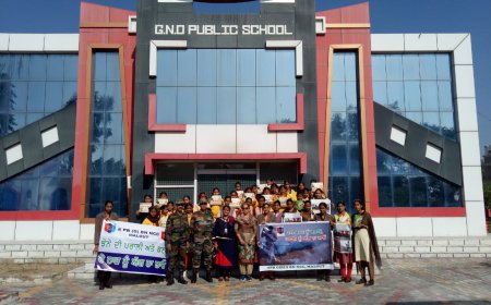 ਜੀ.ਐਨ.ਡੀ. ਪਬਲਿਕ ਸਕੂਲ ਛਾਪਿਆਵਾਲੀਂ ਵਿਖੇ ਐਨ.ਸੀ.ਸੀ. ਲੜਕਿਆਂ ਦੁਆਰਾ ਵਾਤਾਵਰਨ ਬਚਾਓ ਸੰਬੰਧੀ ਕੱਢੀ ਗਈ ਰੈਲੀ