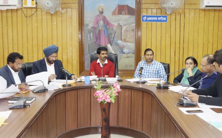 ਜ਼ਿਲਾ ਪ੍ਰਸਾਸ਼ਨ ਵਲੋਂ ਕੀਤੀ ਗਈ ਮਹੀਨਾਵਾਰ ਮੀਟਿੰਗ ਦੌਰਾਨ ਵੱਖ ਵੱਖ ਵਿਭਾਗਾਂ ਤੋਂ ਉਨਾਂ ਦੇ ਕੰਮਾ ਦਾ ਲਿਆ ਜਾਇਜਾ