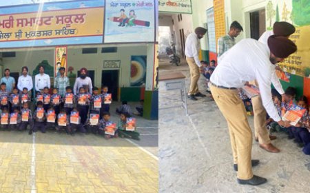 ਸਾਂਝ ਕੇਂਦਰ ਥਾਣਾ ਲੰਬੀ ਵੱਲੋਂ ਸਰਕਾਰੀ ਪ੍ਰਾਇਮਰੀ ਸਕੂਲ ਆਧਨੀਆ ਵਿਖੇ ‘ਚੈਰੀਟੇਬਲ ਪ੍ਰੋਗਰਾਮ ਤਹਿਤ’ ਵਿਦਿਆਰਥੀਆ ਨੂੰ ਸਟੇਸ਼ਨਰੀ ਕੀਤੀ ਗਈ ਤਕਸੀਮ