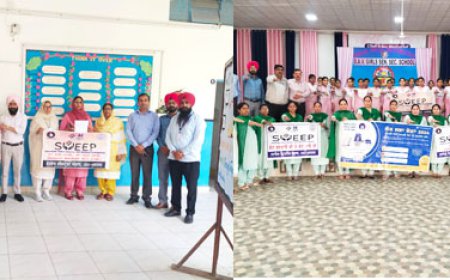 ਸਿੱਖਿਆ ਵਿਭਾਗ ਦੀ ਸਵੀਪ ਟੀਮ ਵੱਲੋਂ ਵੱਖ-ਵੱਖ ਸਕੂਲਾਂ ’ਚ ਚਲਾਇਆ ਗਿਆ ਵੋਟਰ ਜਾਗਰੂਕਤਾ ਅਭਿਆਨ
