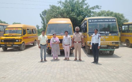 ਗਿੱਦੜਬਾਹਾ ਦੇ ਪਿੰਡ ਭਲਾਈਆਣਾ 'ਚ ਸਕੂਲ ਬੱਸਾਂ ਦੀ ਚੈਕਿੰਗ, 9 ਵਾਹਨਾਂ ਦੇ ਕੱਟੇ ਚਲਾਨ
