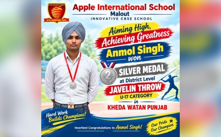 ਐਪਲ ਇੰਟਰਨੈਸ਼ਨਲ ਸਕੂਲ ਦੇ ਅਨਮੋਲ ਸਿੰਘ ਨੇ ਜੈਵਲਿਨ ਥ੍ਰੋਅ ਵਿੱਚ ਜਿੱਤਿਆ ਚਾਂਦੀ ਦਾ ਤਮਗਾ